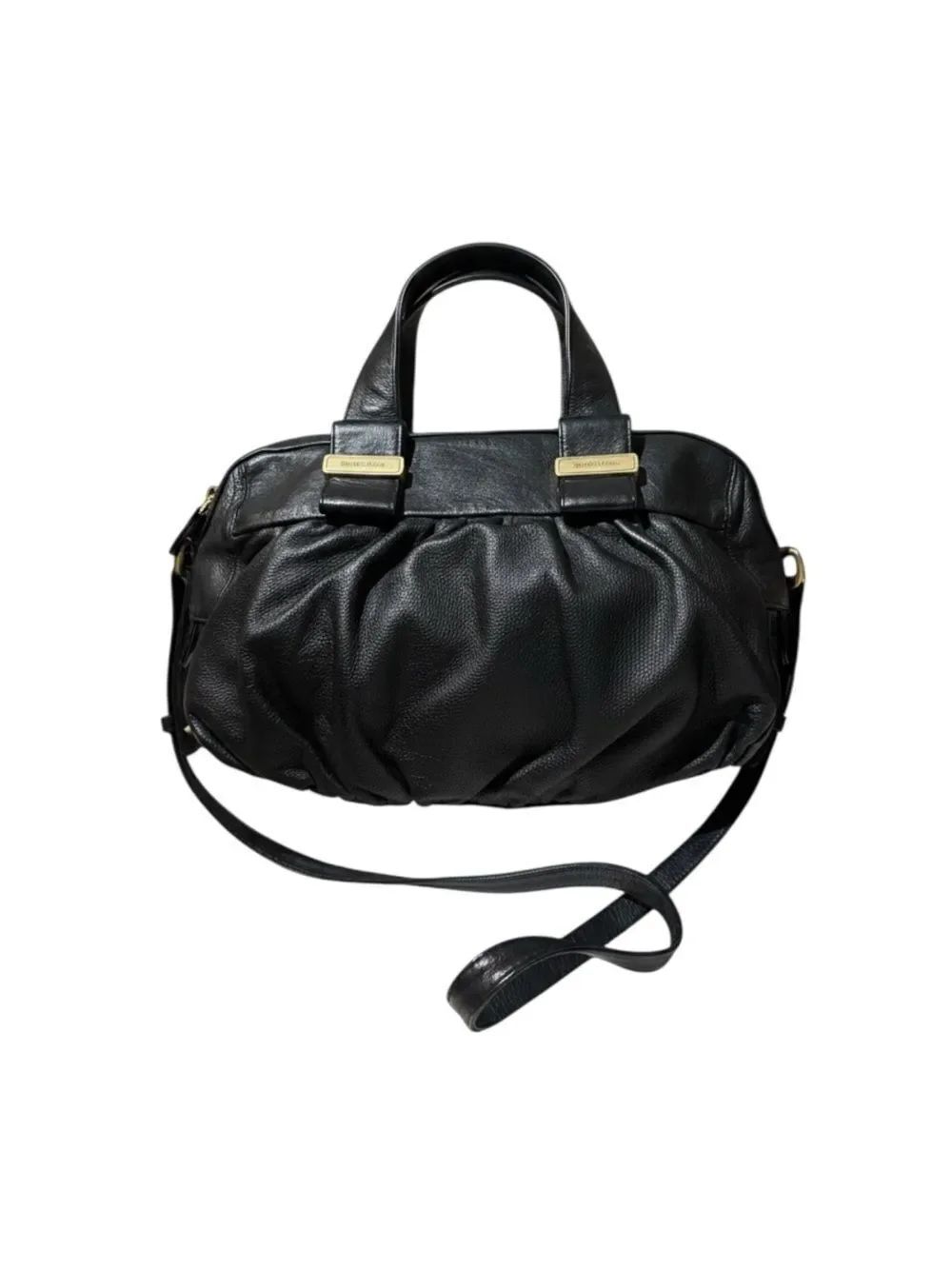 See by Chloe Black Leather Pleated Top Handle Bowler Boston 2way Satchel Auth